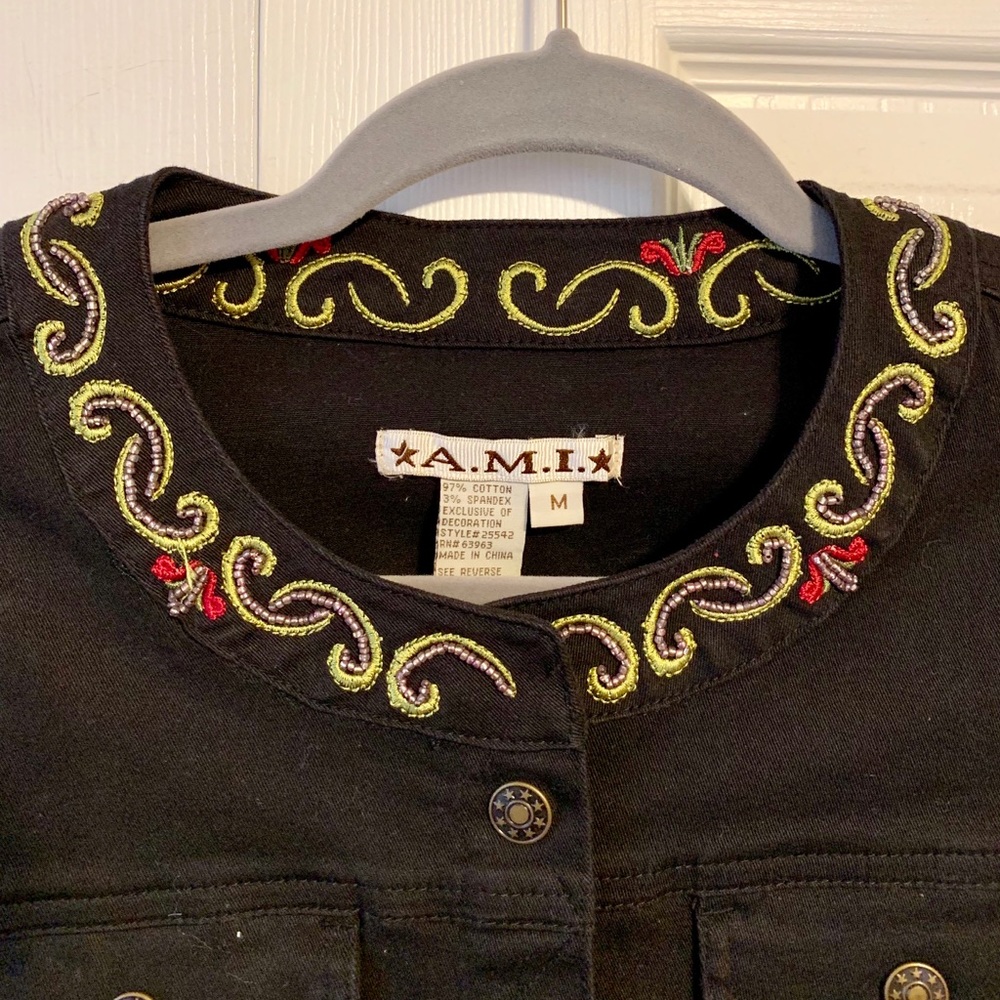 A.M.I. Black Like NEW Embroidered Jacket - Picture 3 of 8